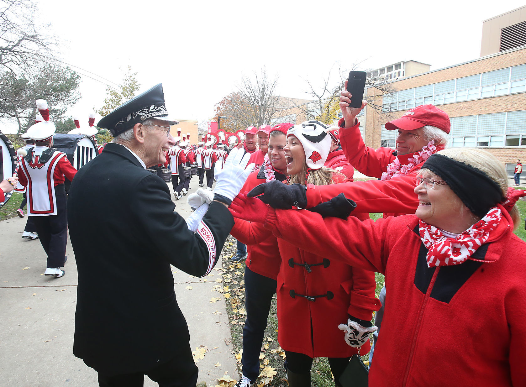 Greeting fans